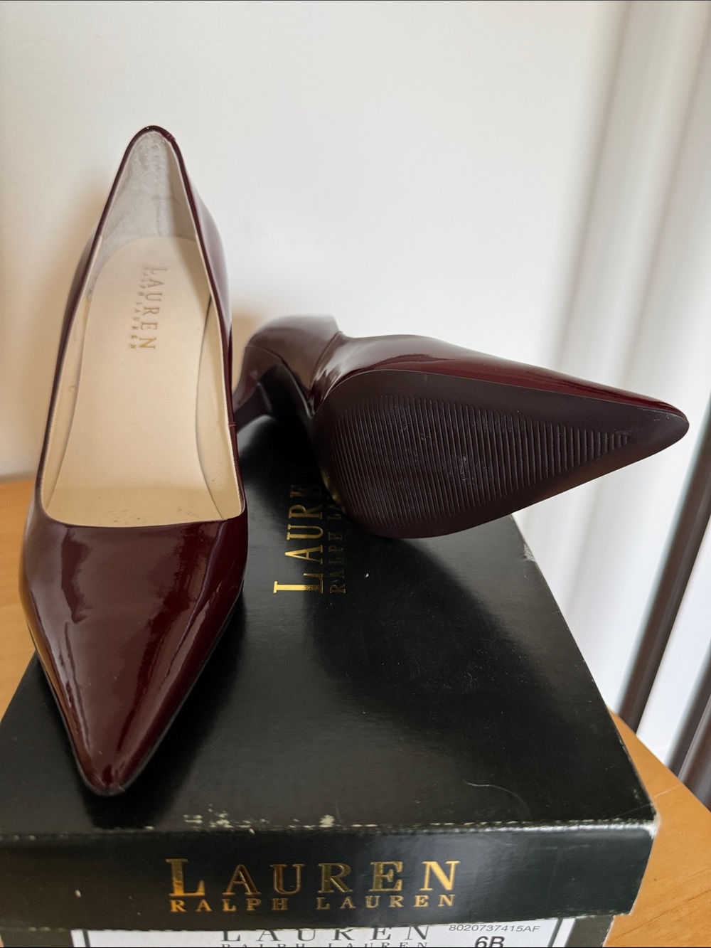 Lauren Ralph Lauren Garnet Patent Pointed Toe Pumps - Deep Wine Red - Picture 2 of 2